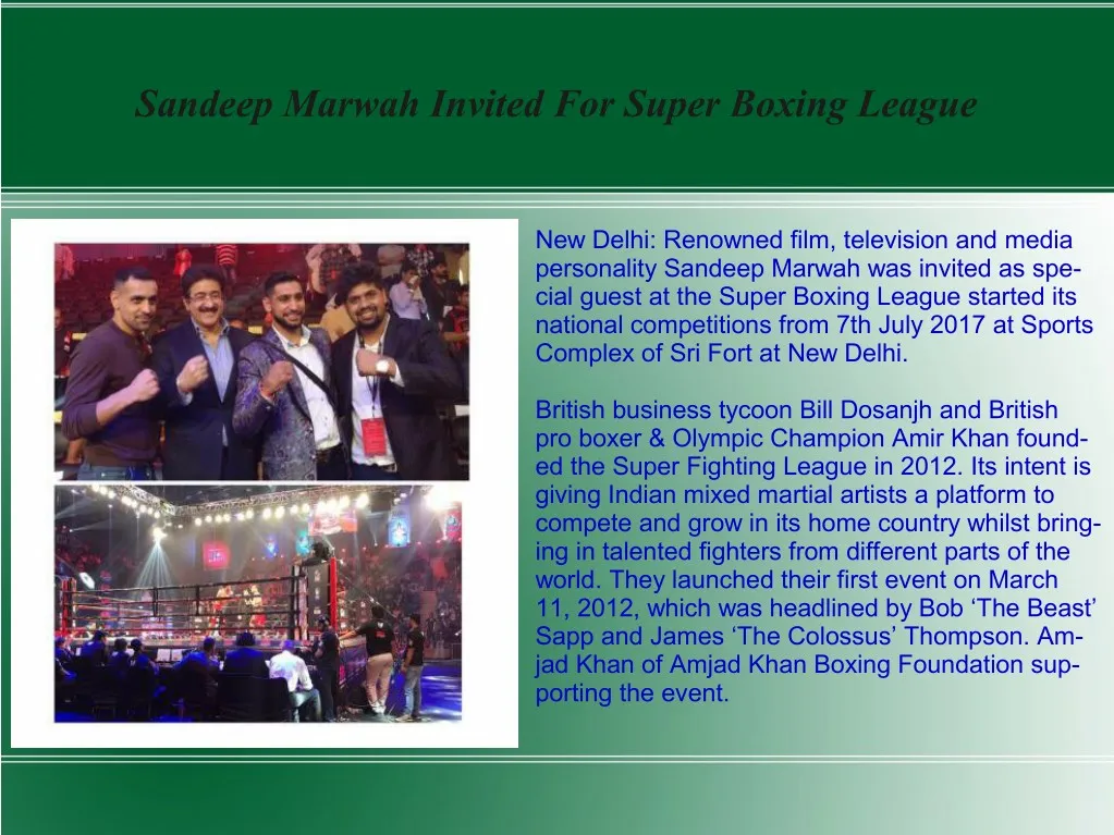 sandeep marwah invited for super boxing league