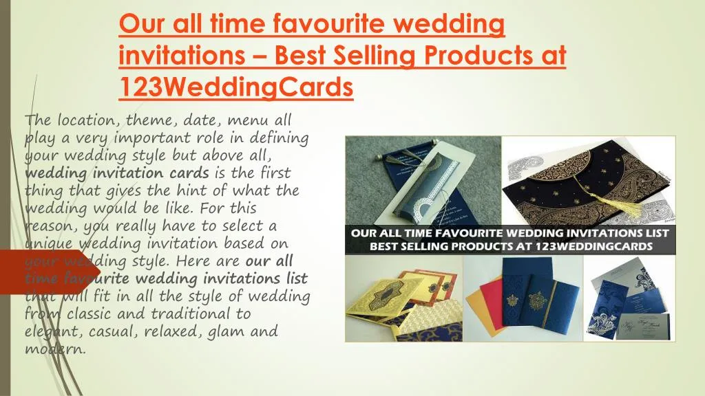 our all time favourite wedding invitations best selling products at 123weddingcards