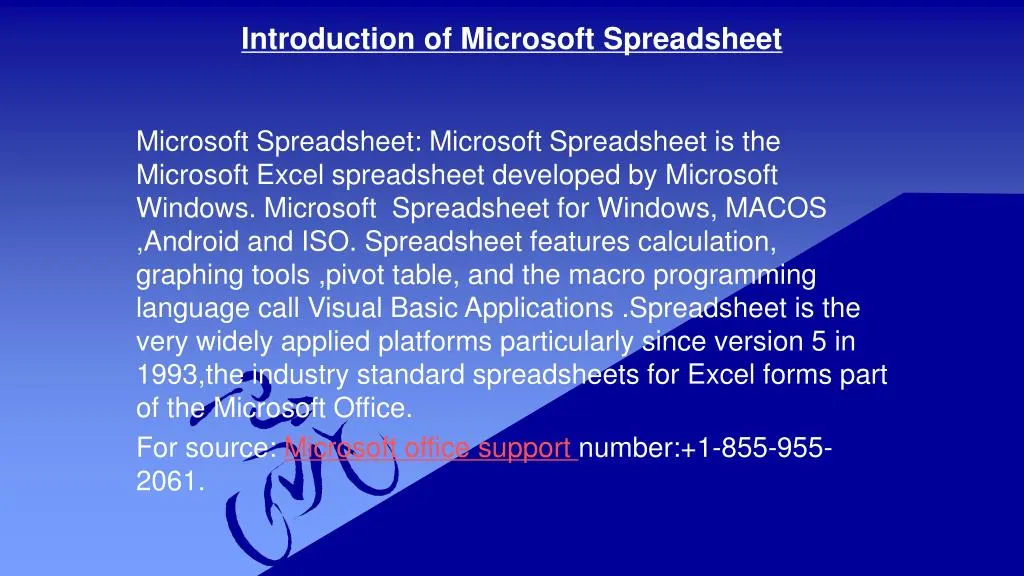 introduction of microsoft spreadsheet