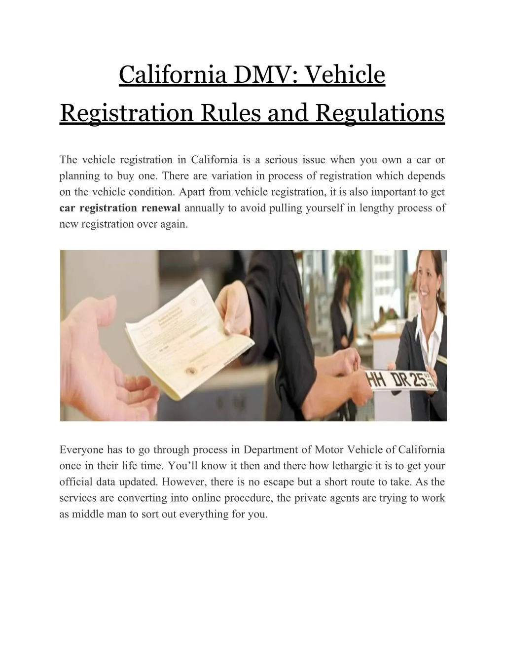 california dmv vehicle registration rules