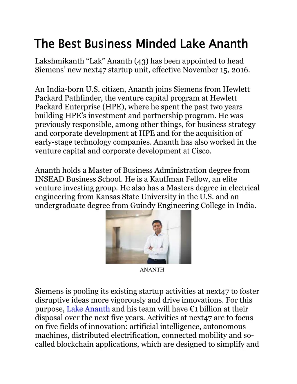 the best business minded lake lakshmikanth