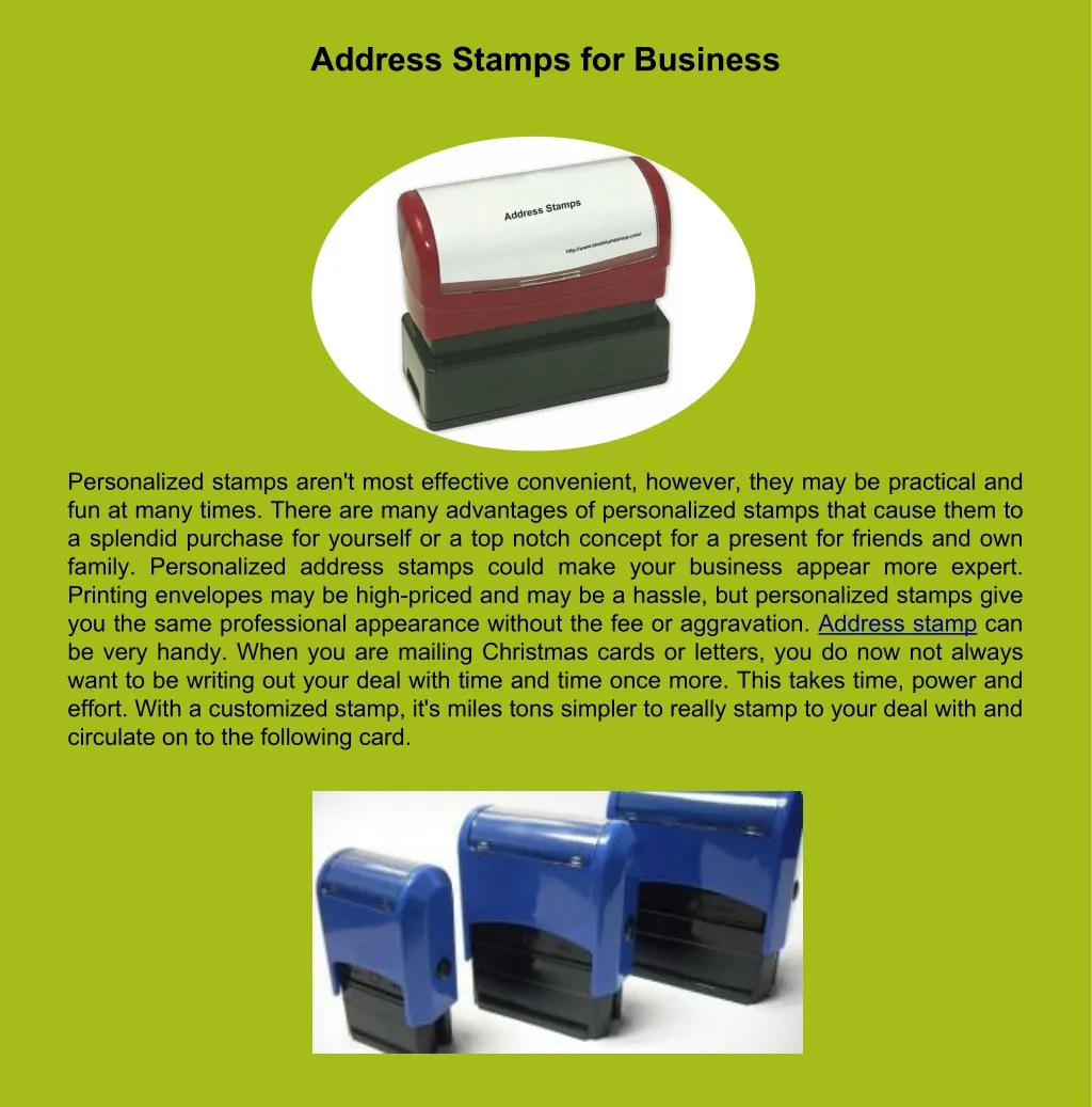 address stamps for business