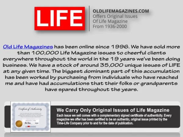 Life Magazine Issues from 2000 from Old Life Magazine