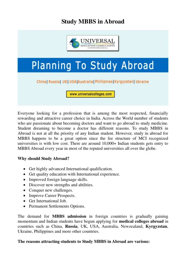 Study MBBS In Abroad Indian Students