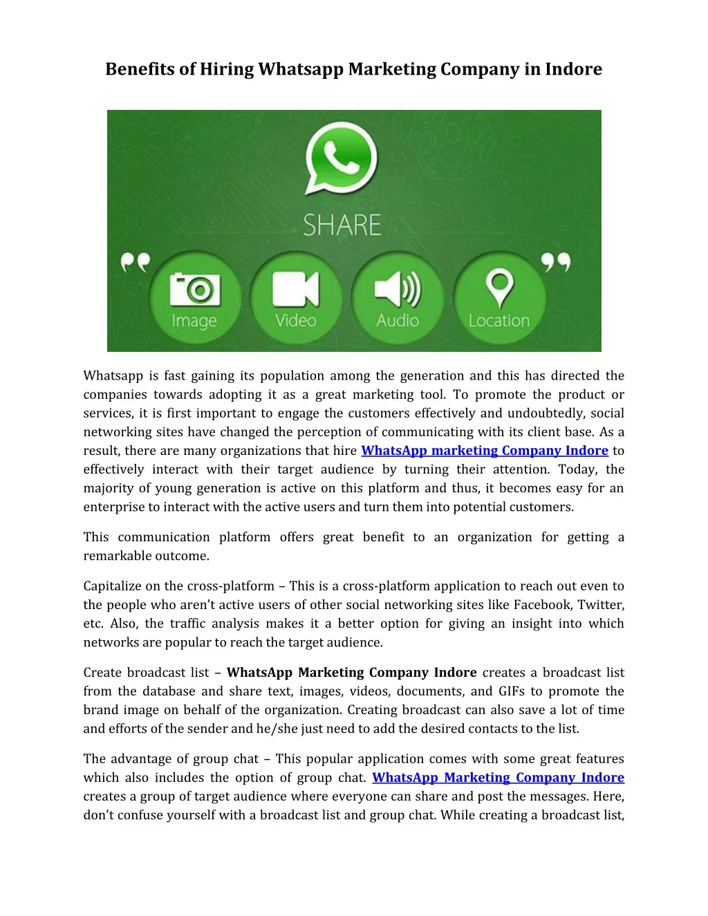 benefits of hiring whatsapp marketing company