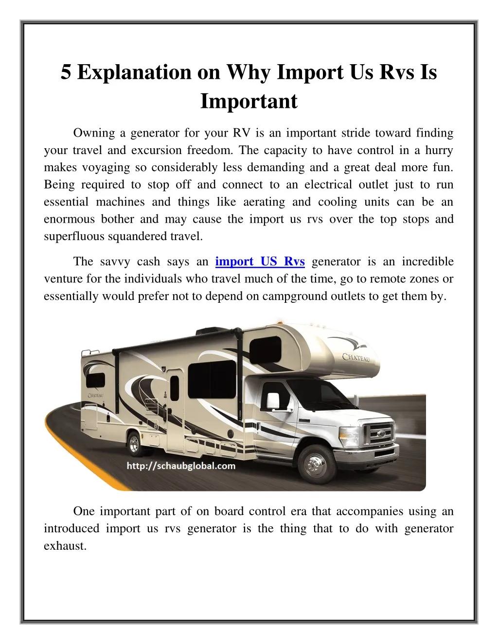 5 explanation on why import us rvs is important