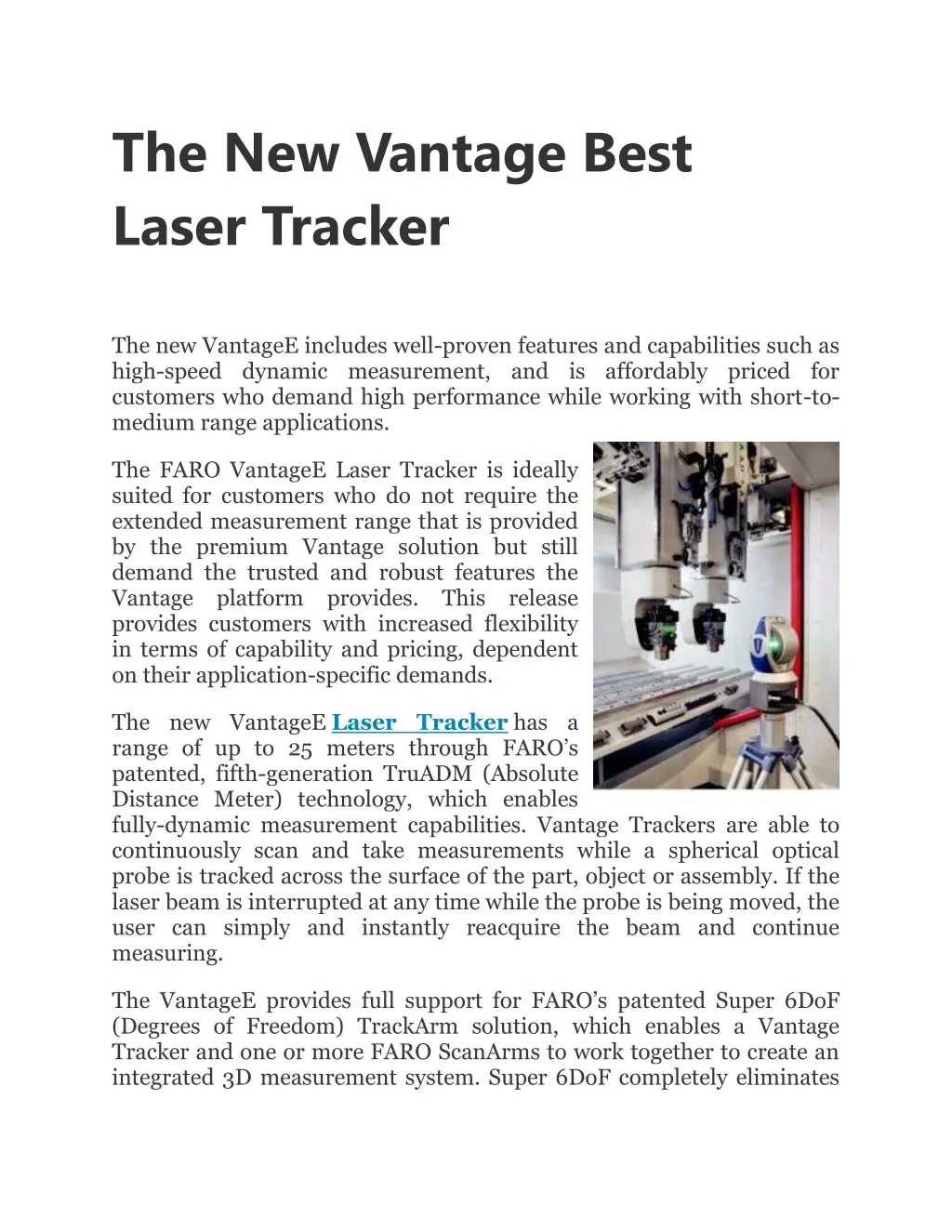 the new vantage best laser tracker