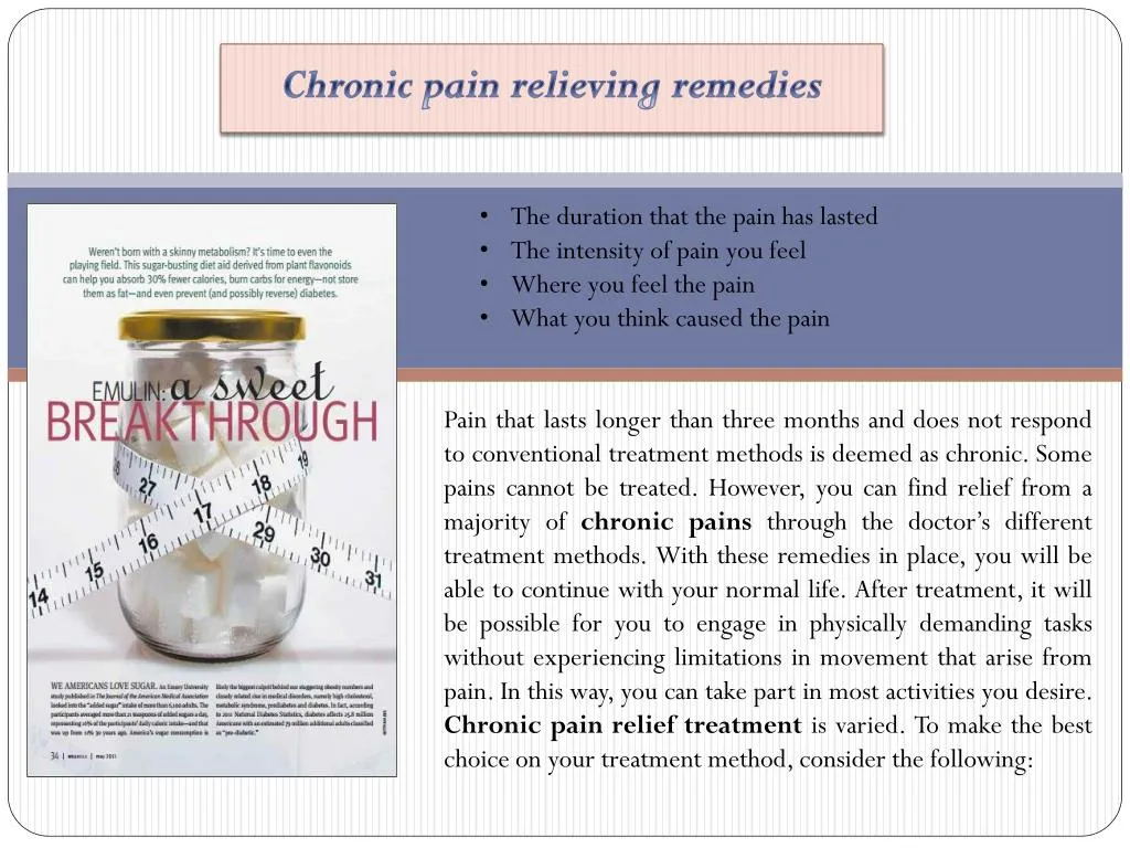 chronic pain relieving remedies