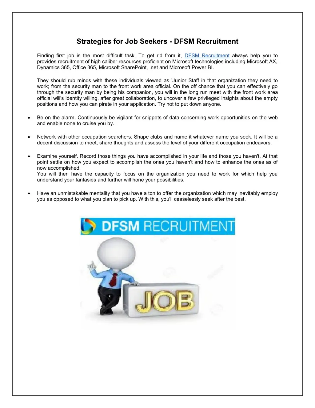 strategies for job seekers dfsm recruitment