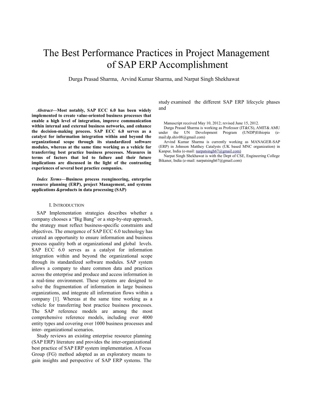 the best performance practices in project