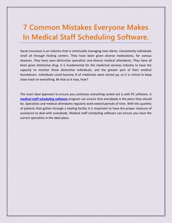7 Common Mistakes Everyone Makes In Medical Staff Scheduling Software.