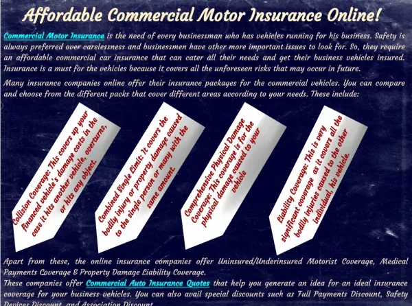 Affordable Commercial Motor Insurance Online