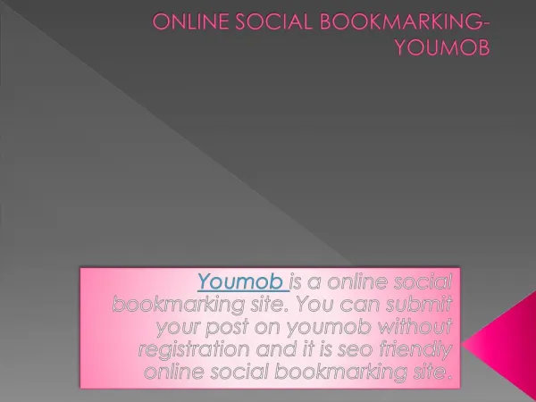 Online Social Bookmarking- youmob