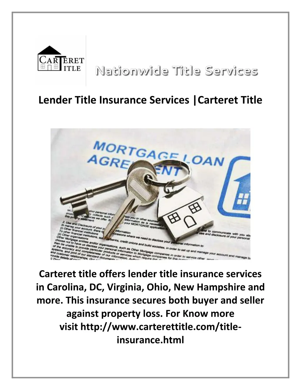 lender title insurance services carteret title