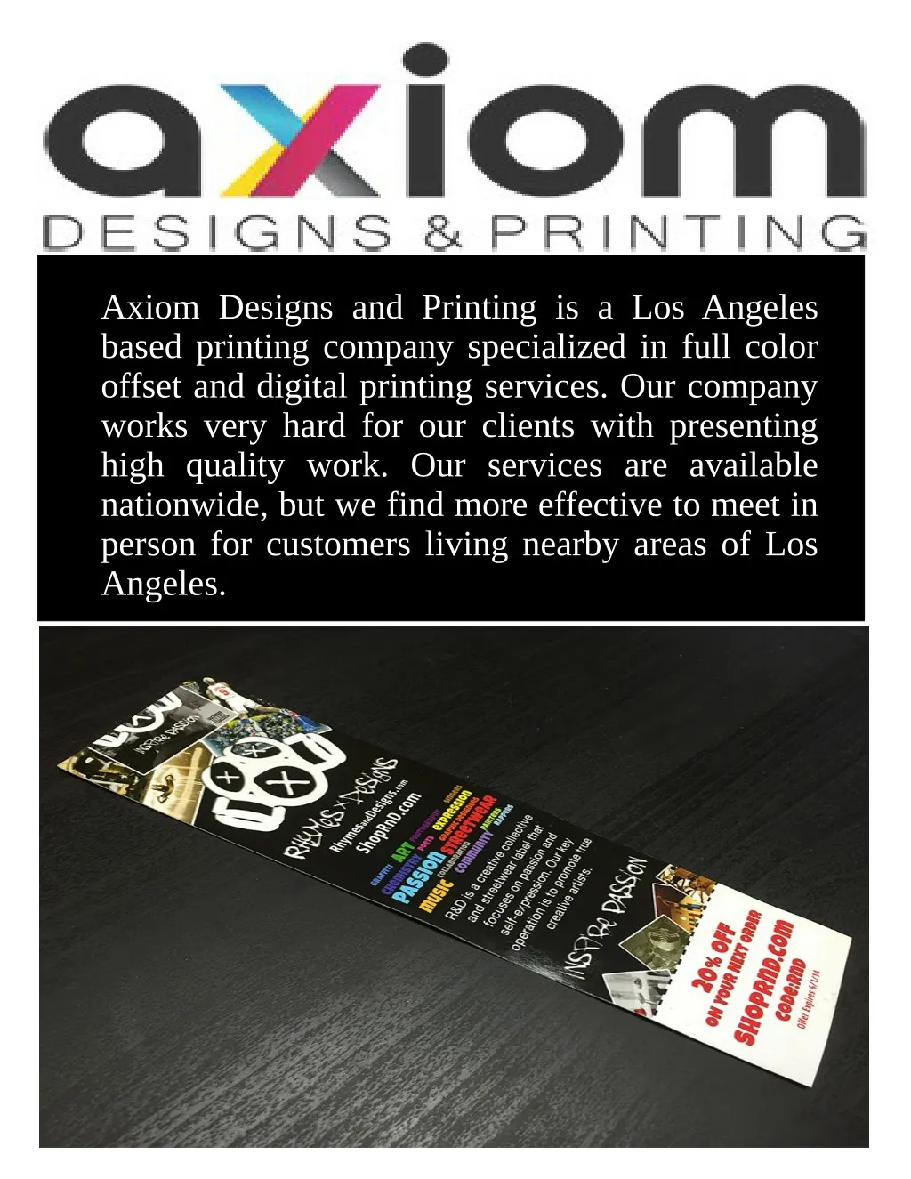axiom designs and printing is a los angeles based