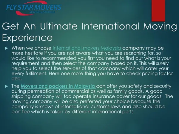 Get An Ultimate International Moving Experience