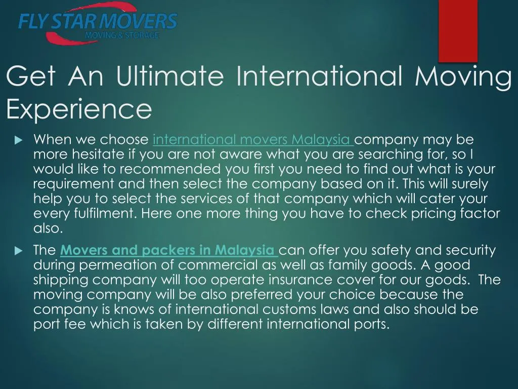 get an ultimate international moving experience