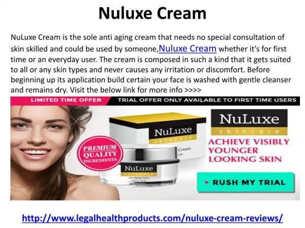 Nuluxe Skin Care Cream Reviews, Price and Side Effects