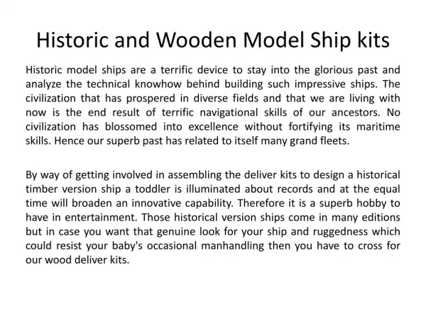 Historic and Wooden Model Ship kits