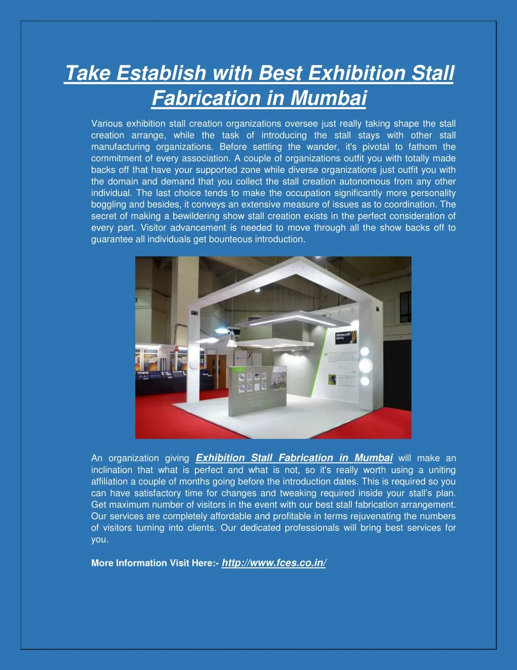 take establish with best exhibition stall