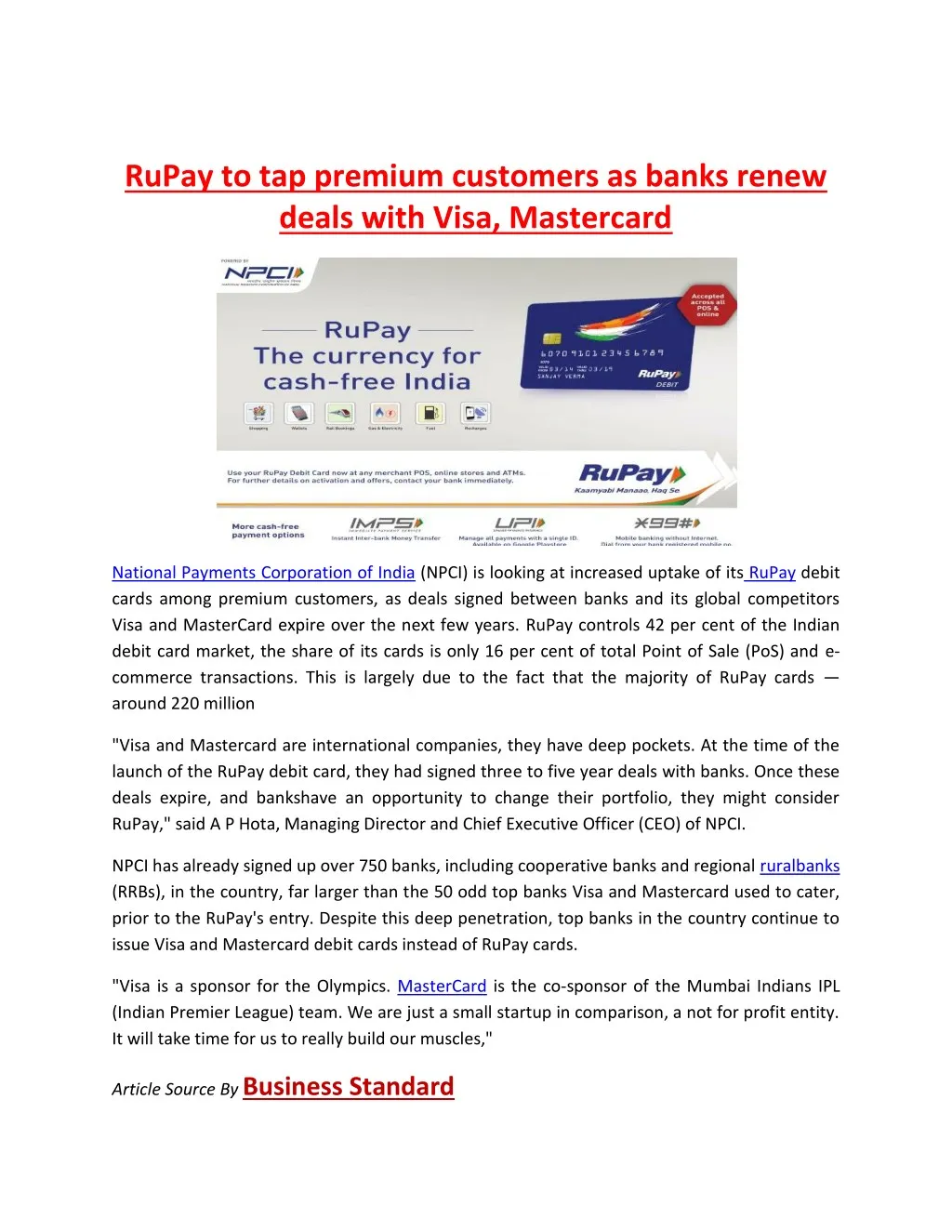 rupay to tap premium customers as banks renew