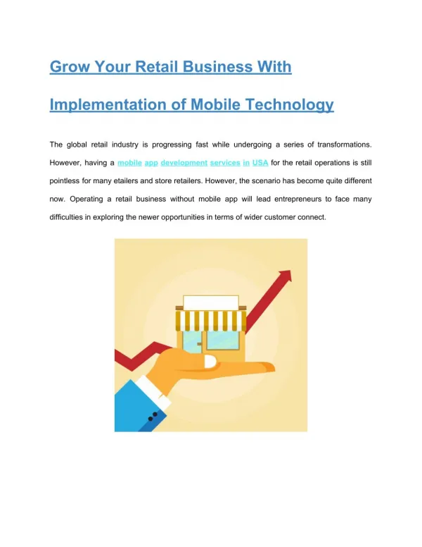 Grow Your Retail Business With Implementation of Mobile Technology