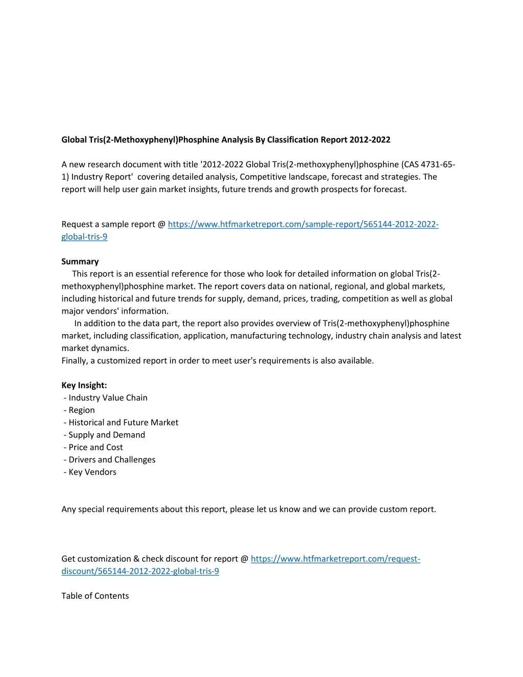 global tris 2 methoxyphenyl phosphine analysis