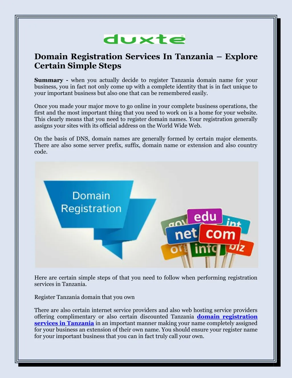 domain registration services in tanzania explore