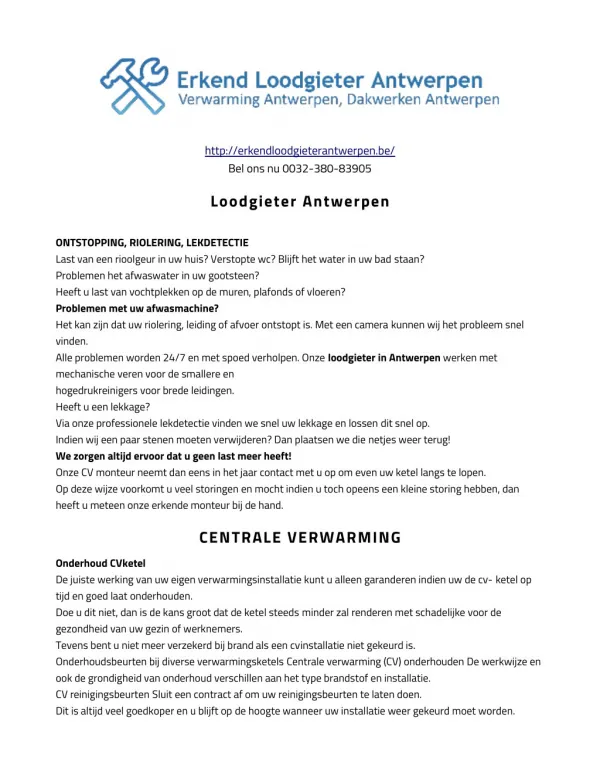 Erkende Loodgieter Antwerpen