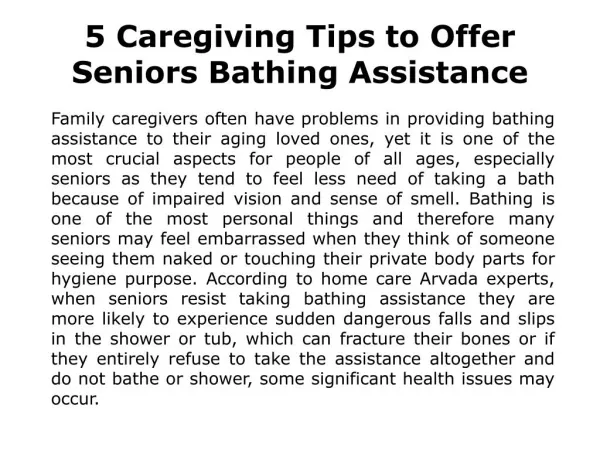 Tips for Caregivers on Giving Bath to Senior
