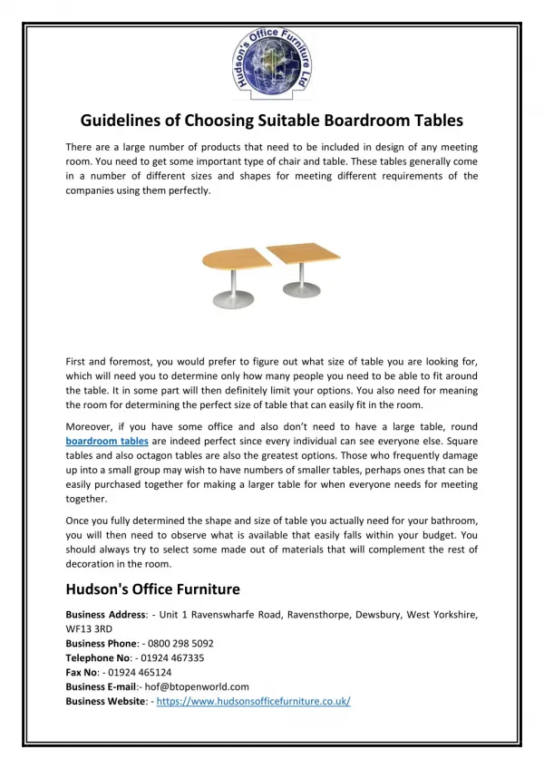 Guidelines of Choosing Suitable Boardroom Tables