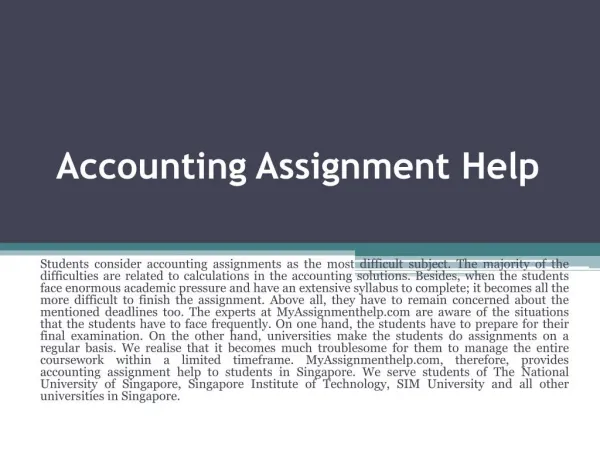 Help with Accounting Assignment