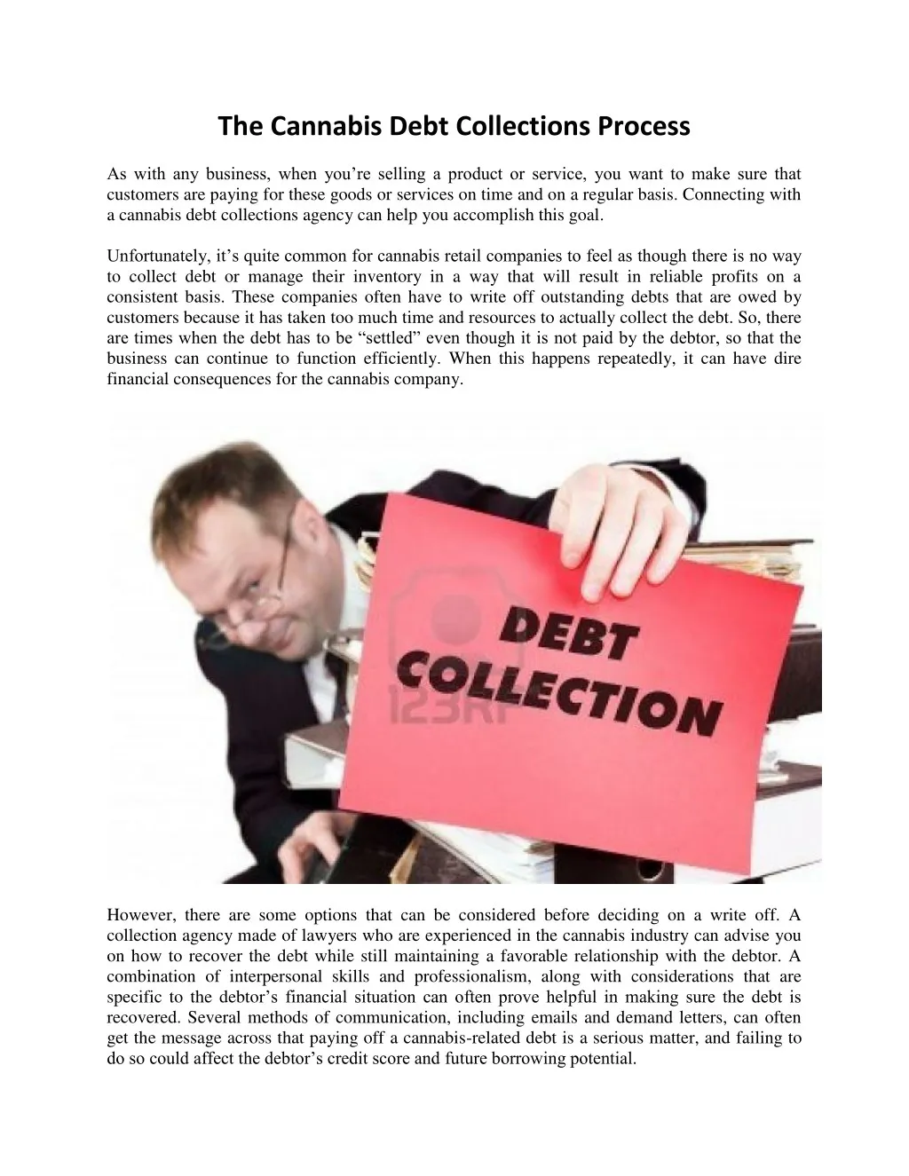 the cannabis debt collections process