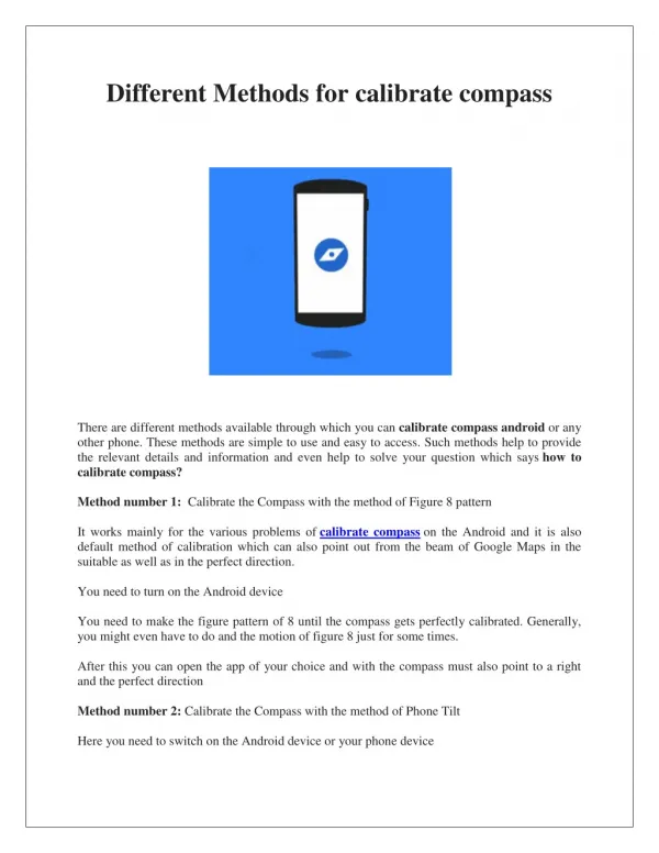 Different Methods for calibrate compass
