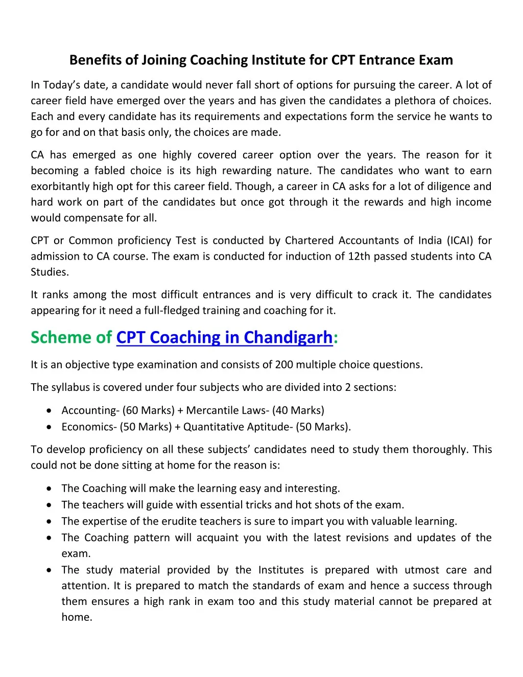 benefits of joining coaching institute
