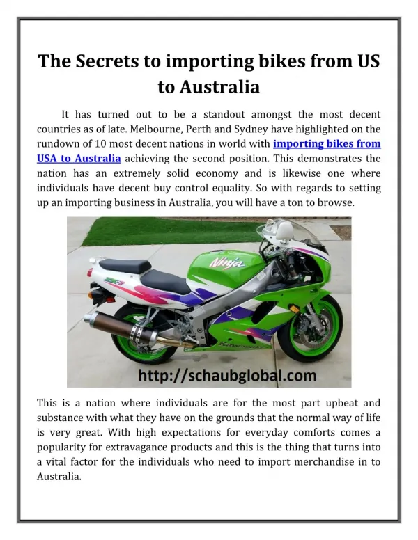Importing Bikes from USA to Australia | Schaubglobal