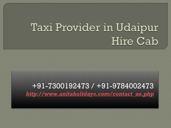 Taxi Provider in Udaipur Hire Cab