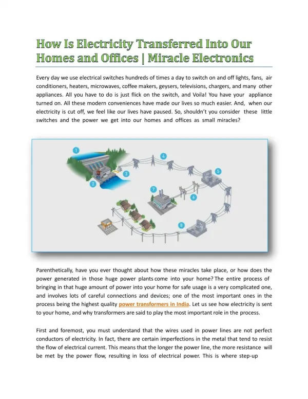 How Is Electricity Transferred Into Our Homes And Offices? Miracle Electronics