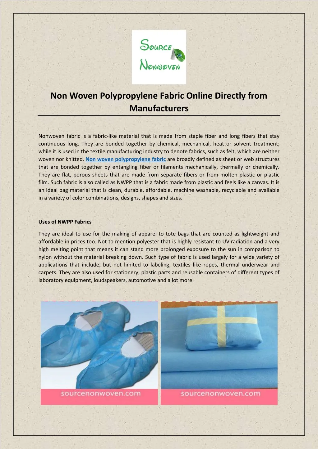 non woven polypropylene fabric online directly