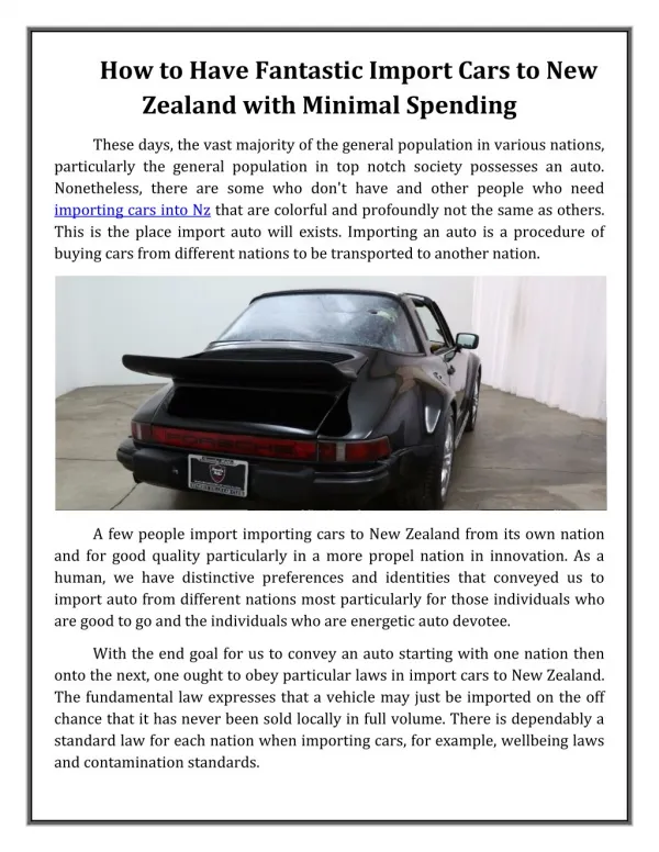 importing cars into Nz | Schaub Global