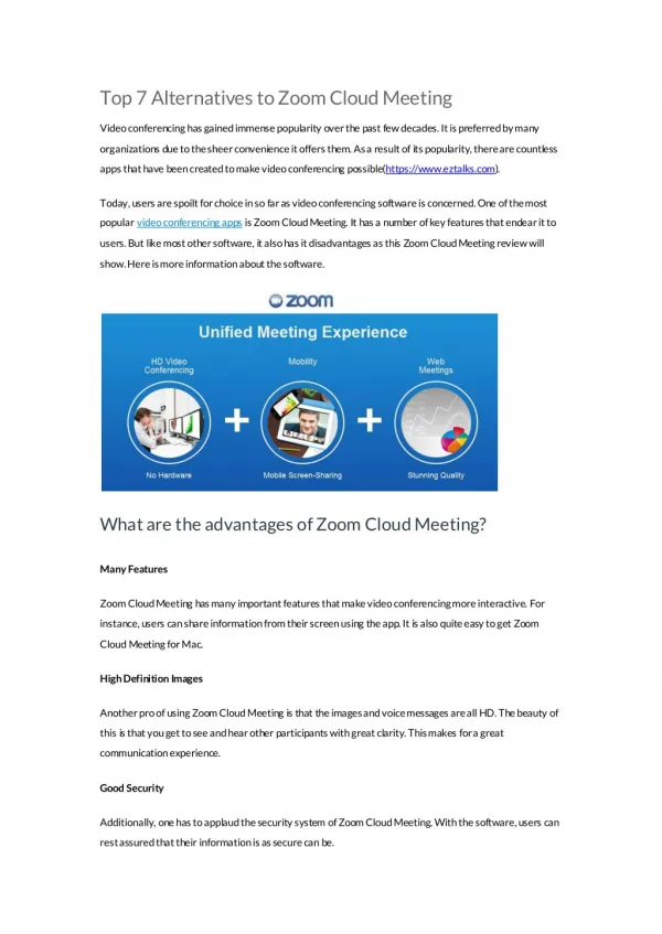 ezTalks: Alternatives to Zoom Cloud Meeting