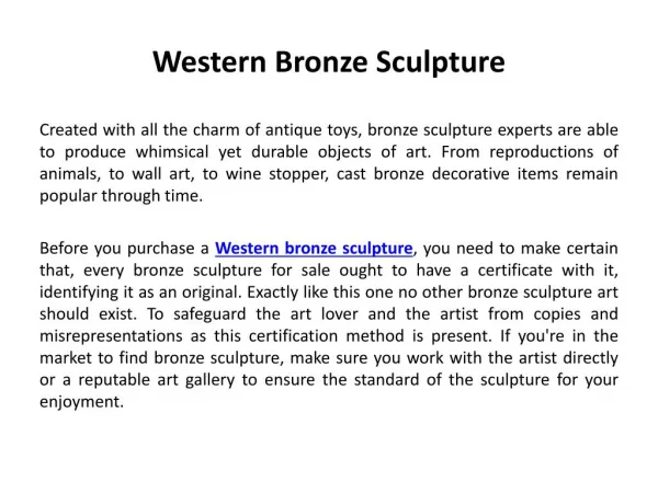 Western bronze sculpture