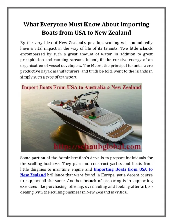 Best Importing Boats from USA to New Zealand