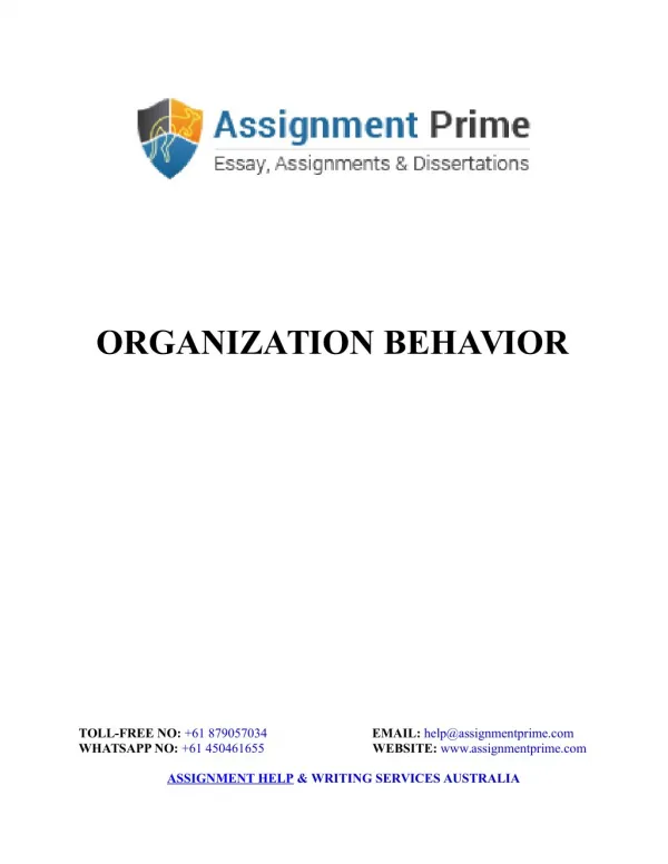 Assignment Prime Sample - An Introduction to Organization Behavior
