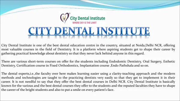 Dental Education in India - Best Dental Course in India