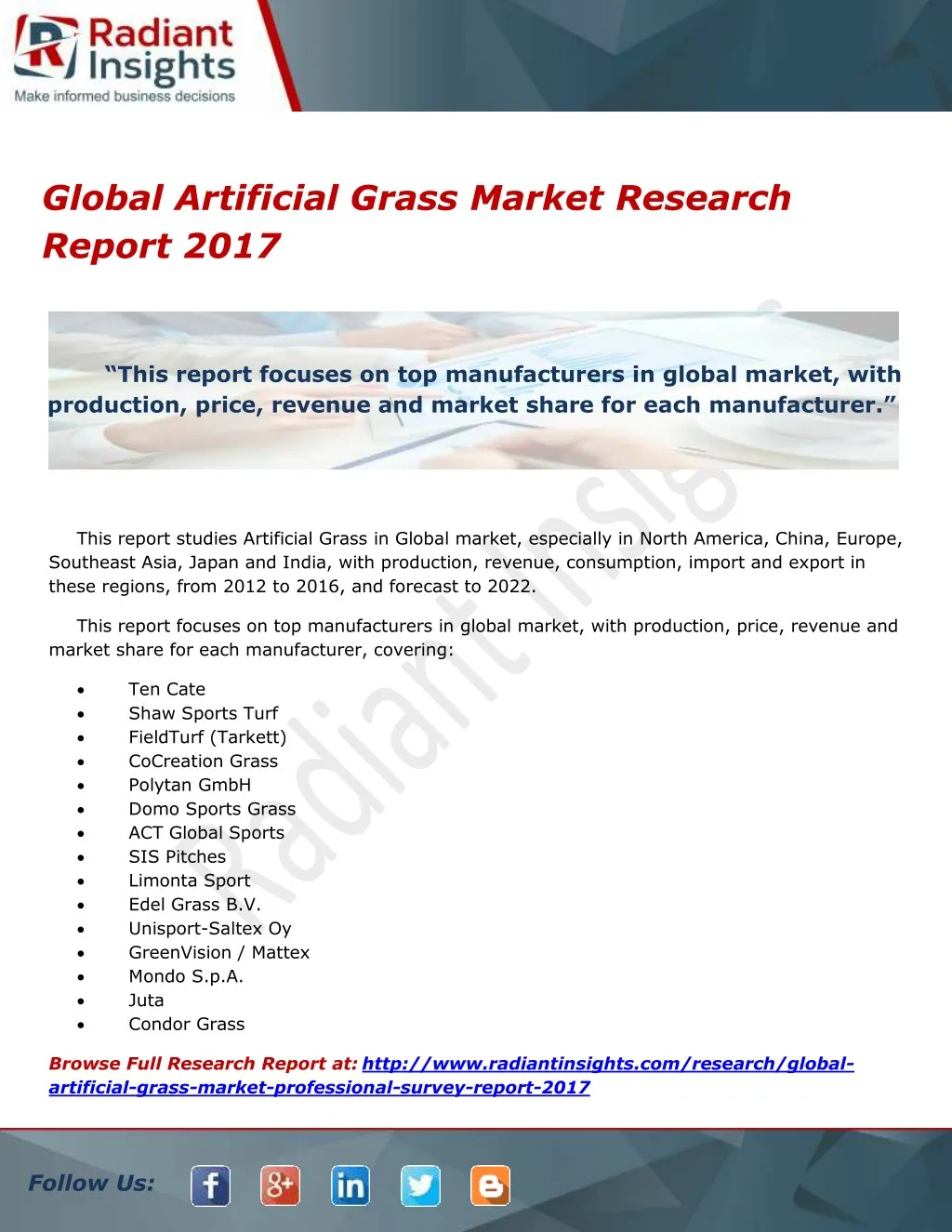 global artificial grass market research report