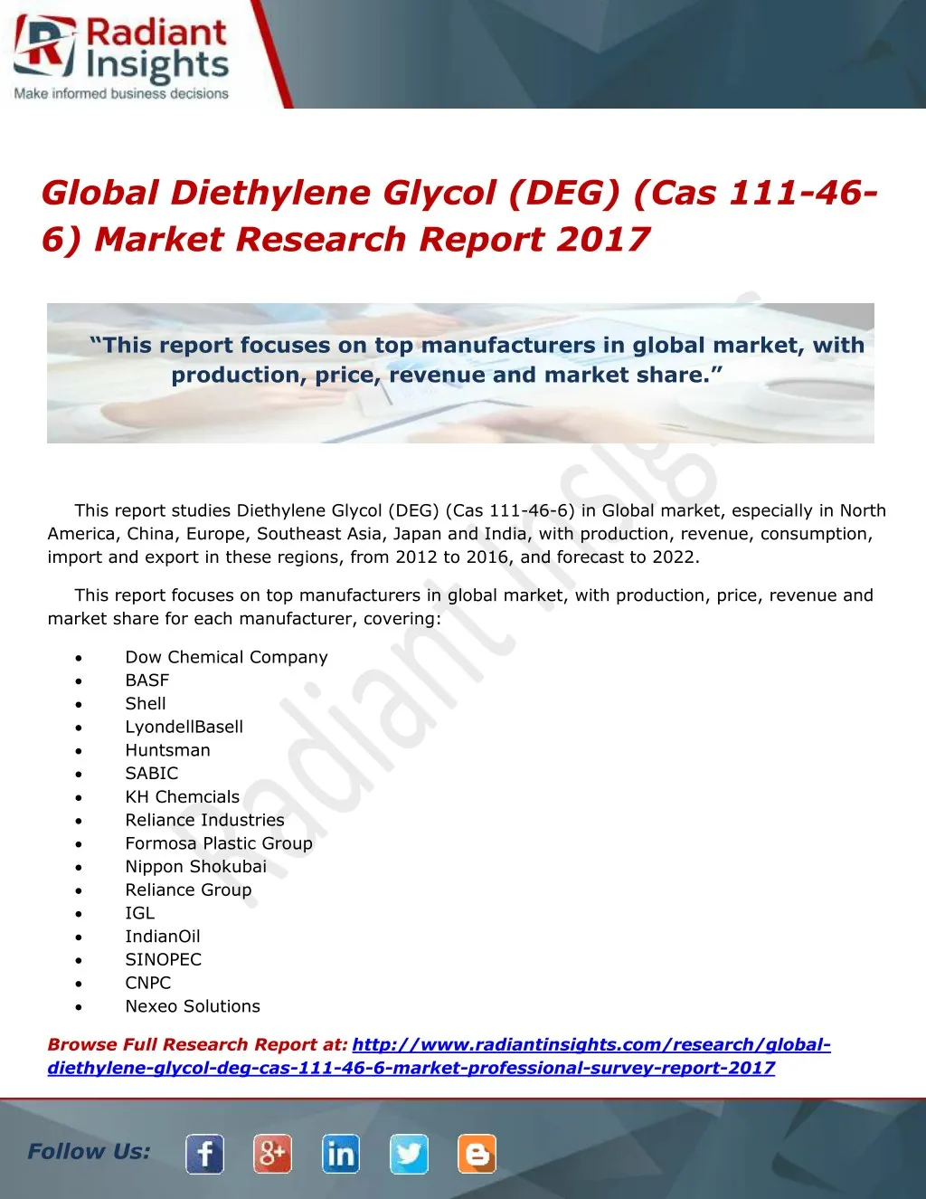 global diethylene glycol deg cas 111 46 6 market