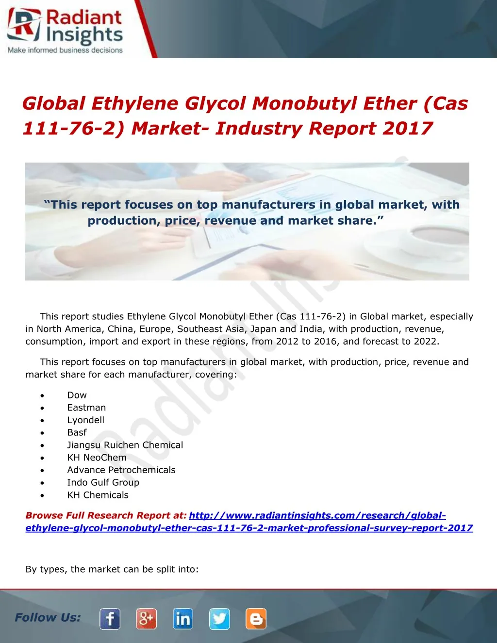 global ethylene glycol monobutyl ether