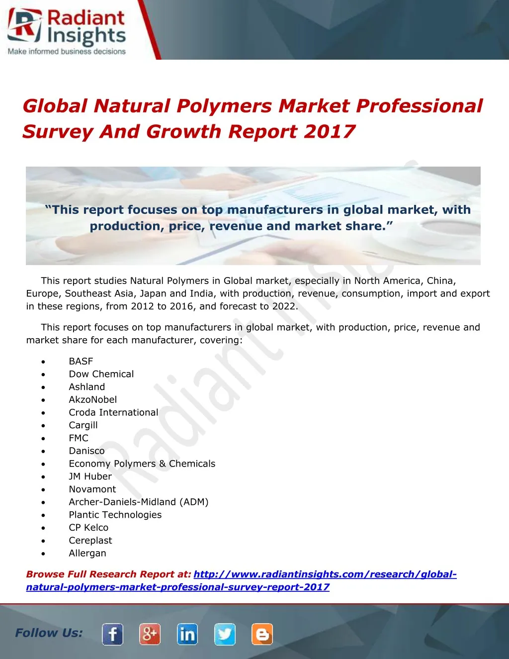 global natural polymers market professional