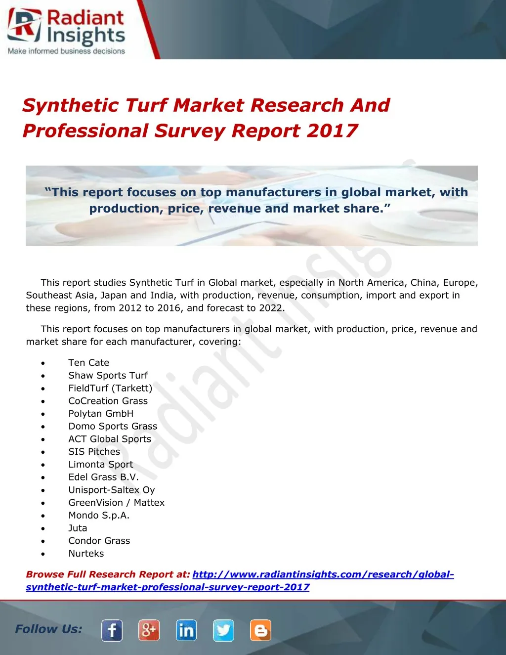 synthetic turf market research and professional
